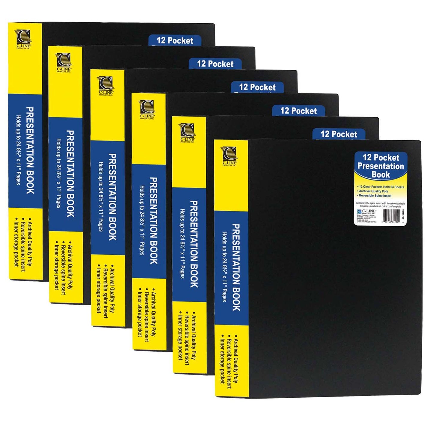 Bound Sheet Protector Presentation Book, 12-Pocket, Pack of 6