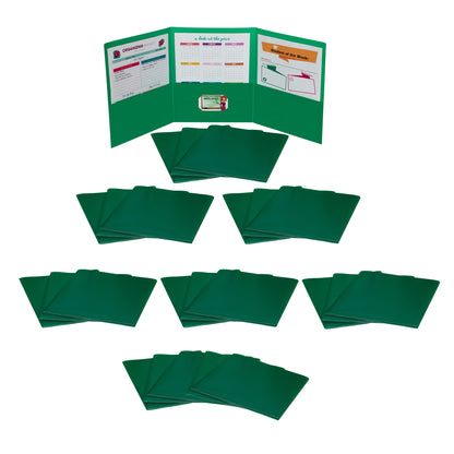 Tri-Fold Portfolio, Heavyweight Poly, Green, Pack of 24