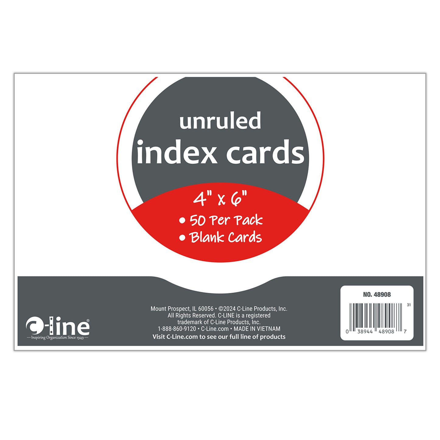 Index Cards, 4" x 6", White, Unruled, 50 Per Pack, 10 Packs