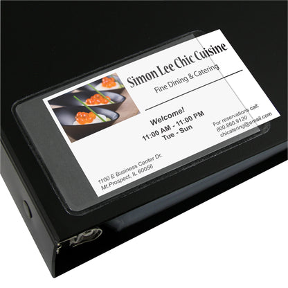 Self-Adhesive Business Card Holder, Side Load, 2" x 3-1/2", 10 Per Pack, 5 Packs