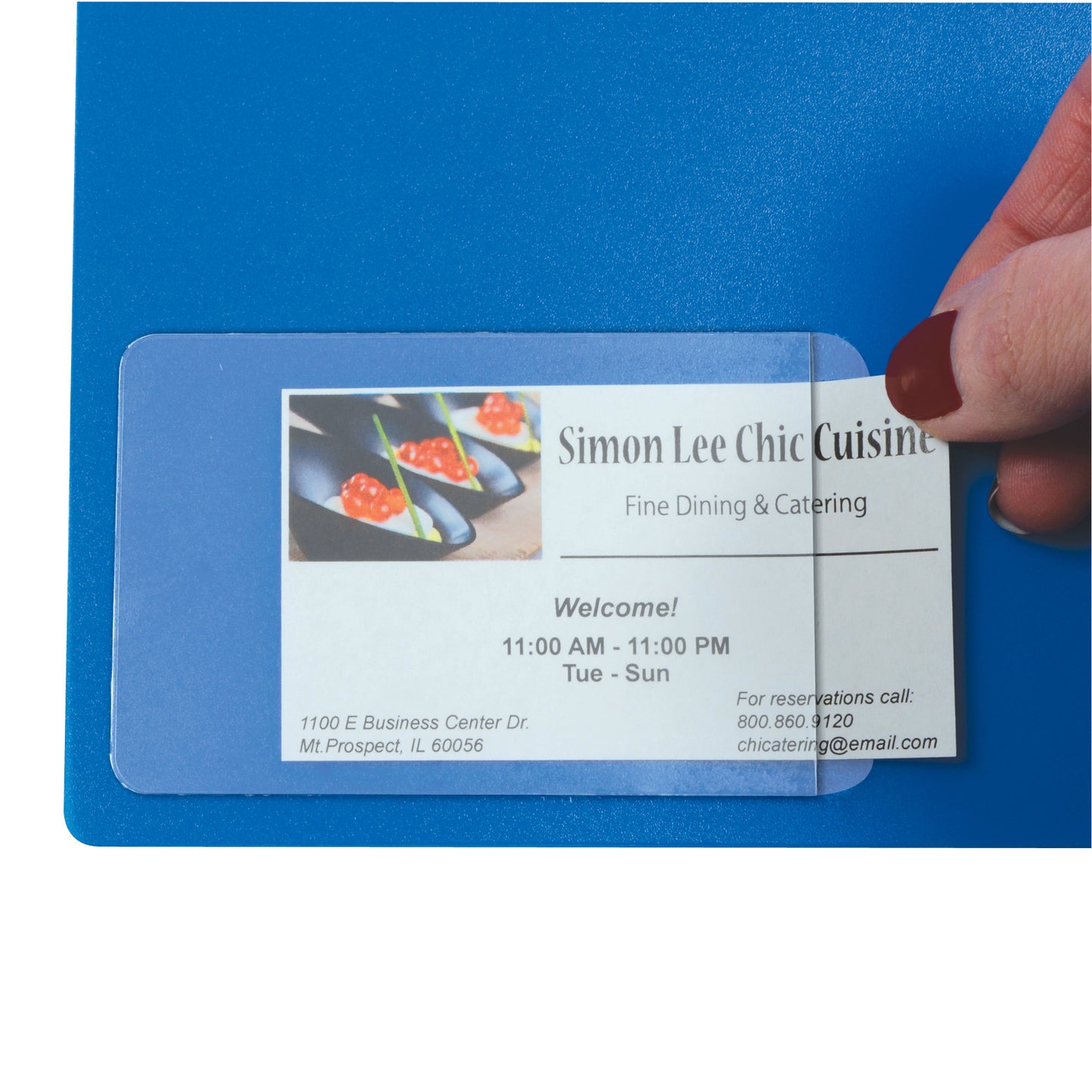 Self-Adhesive Business Card Holder, Side Load, 2" x 3-1/2", 10 Per Pack, 5 Packs