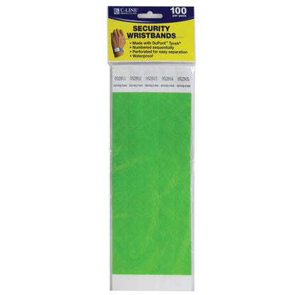 DuPont™ Tyvek® Security Wristbands, Green, 100 Per Pack, 2 Packs