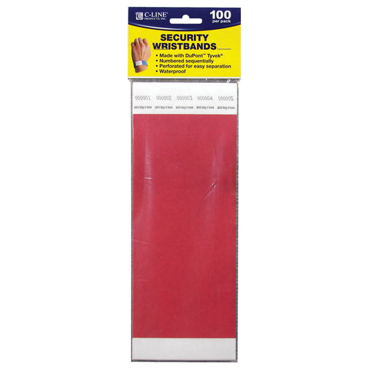 DuPont™ Tyvek® Security Wristbands, Red, 100/Pack