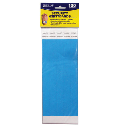 DuPont™ Tyvek® Security Wristbands, Blue, 100 Per Pack, 2 Packs