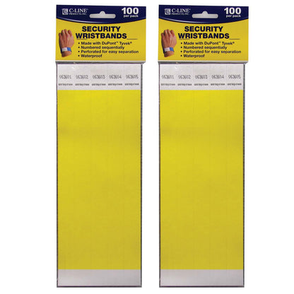 DuPont™ Tyvek® Security Wristbands, Yellow, 100 Per Pack, 2 Packs