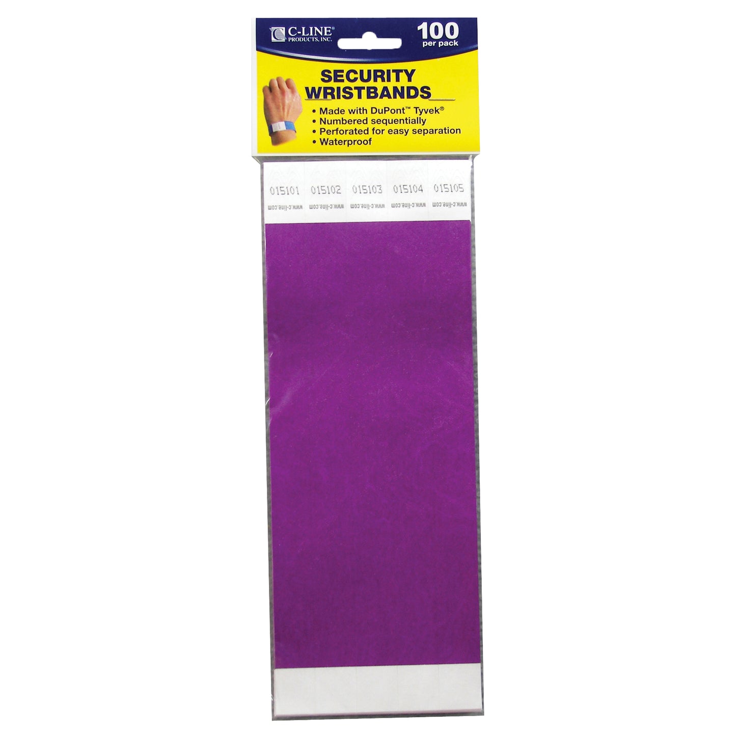 DuPont™ Tyvek® Security Wristbands, Purple, Pack of 100