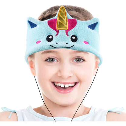 H1 Adjustable Fleece Headband Headphones, Unicorn, Blue