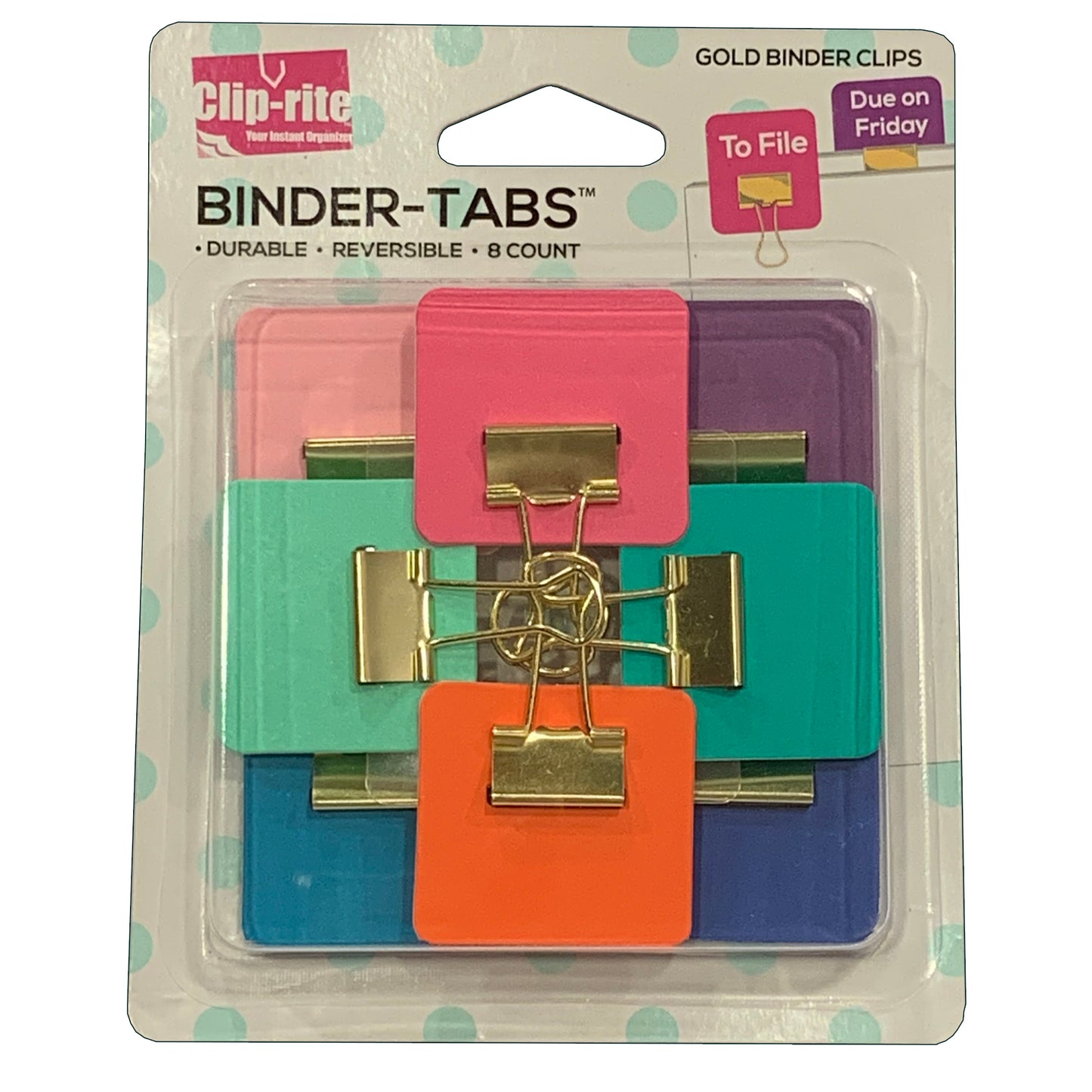 Binder Tabs, Assorted Gold Plated, 8 Per Pack, 6 Packs