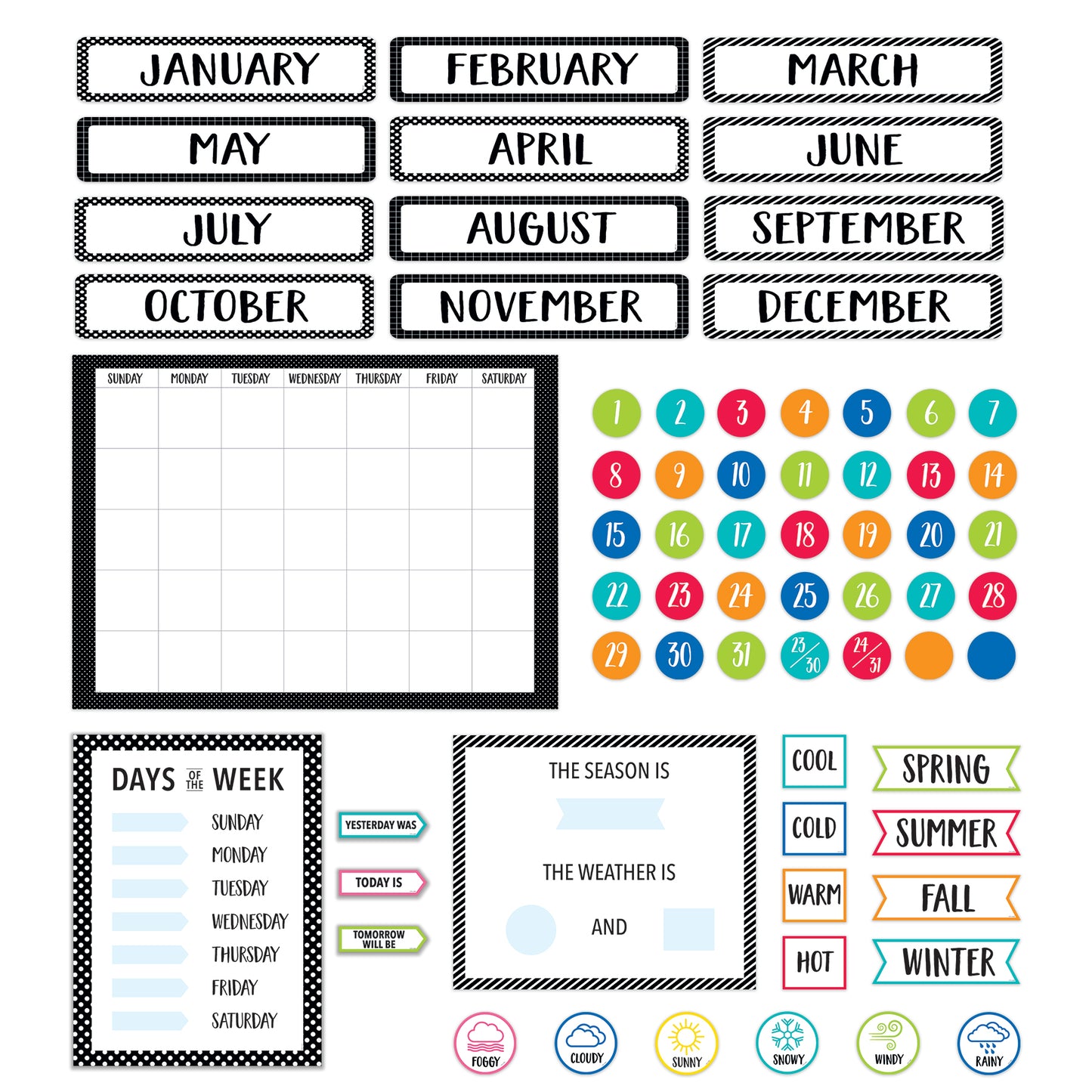 Core Decor Bulletin Board Calendar Set