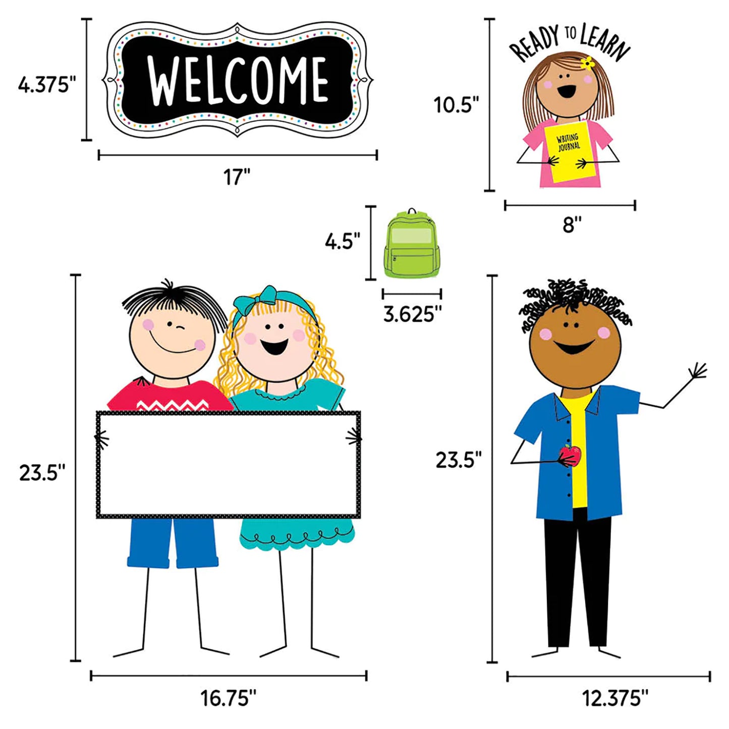 Stick Kids All Are Welcome Bulletin Board Set