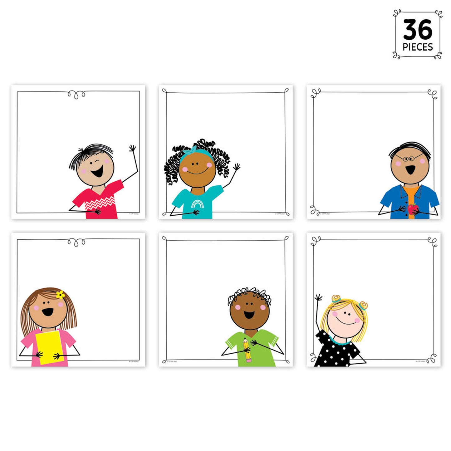 Stick Kids 6" Designer Cut-Outs, 36 Per Pack, 3 Packs