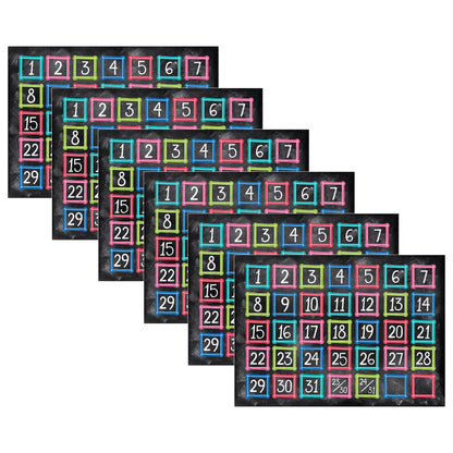 Colorful Chalk Calendar Days, 35 Per Pack, 6 Packs