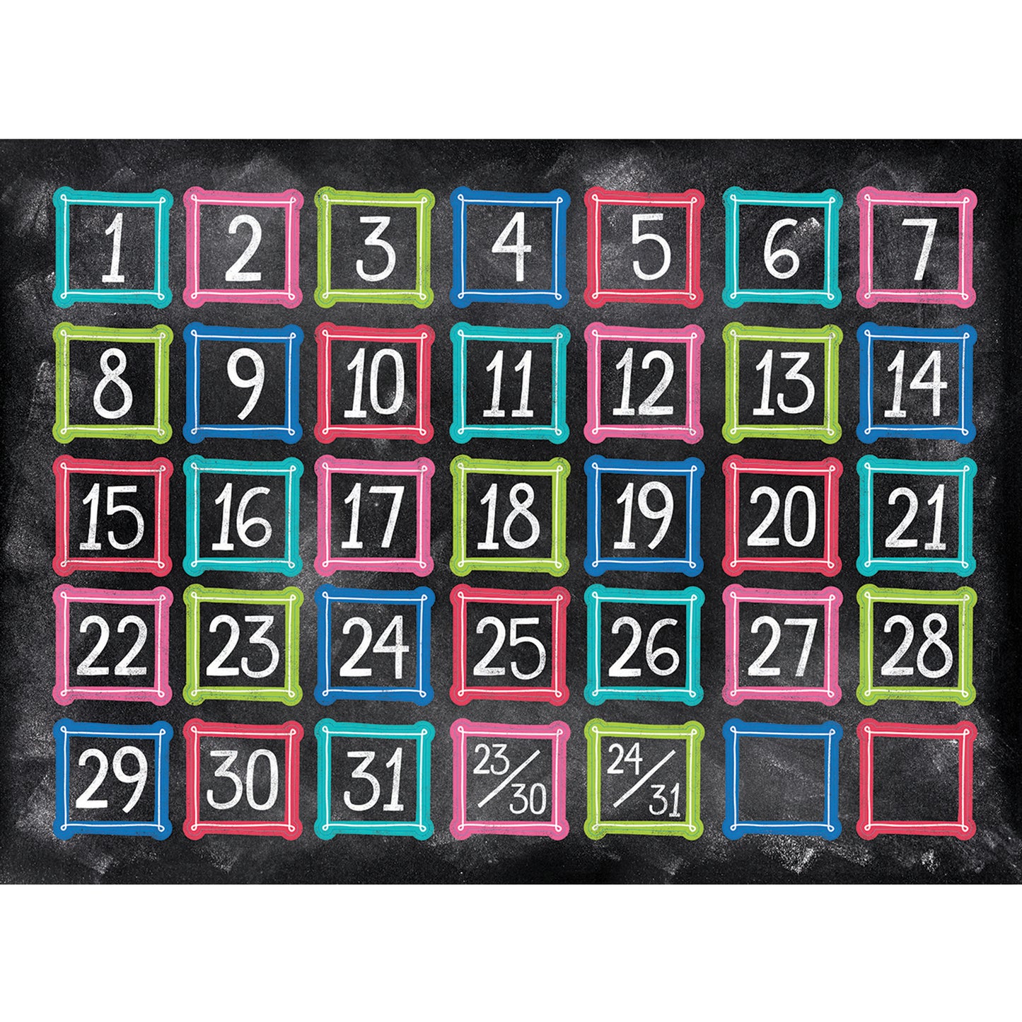 Colorful Chalk Calendar Days, 35 Per Pack, 6 Packs