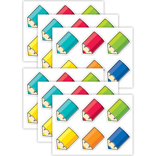 Core Decor Colorful Doodle Pencils 3 Inch Designer Cut-Outs, 36 Per Pack, 6 Packs