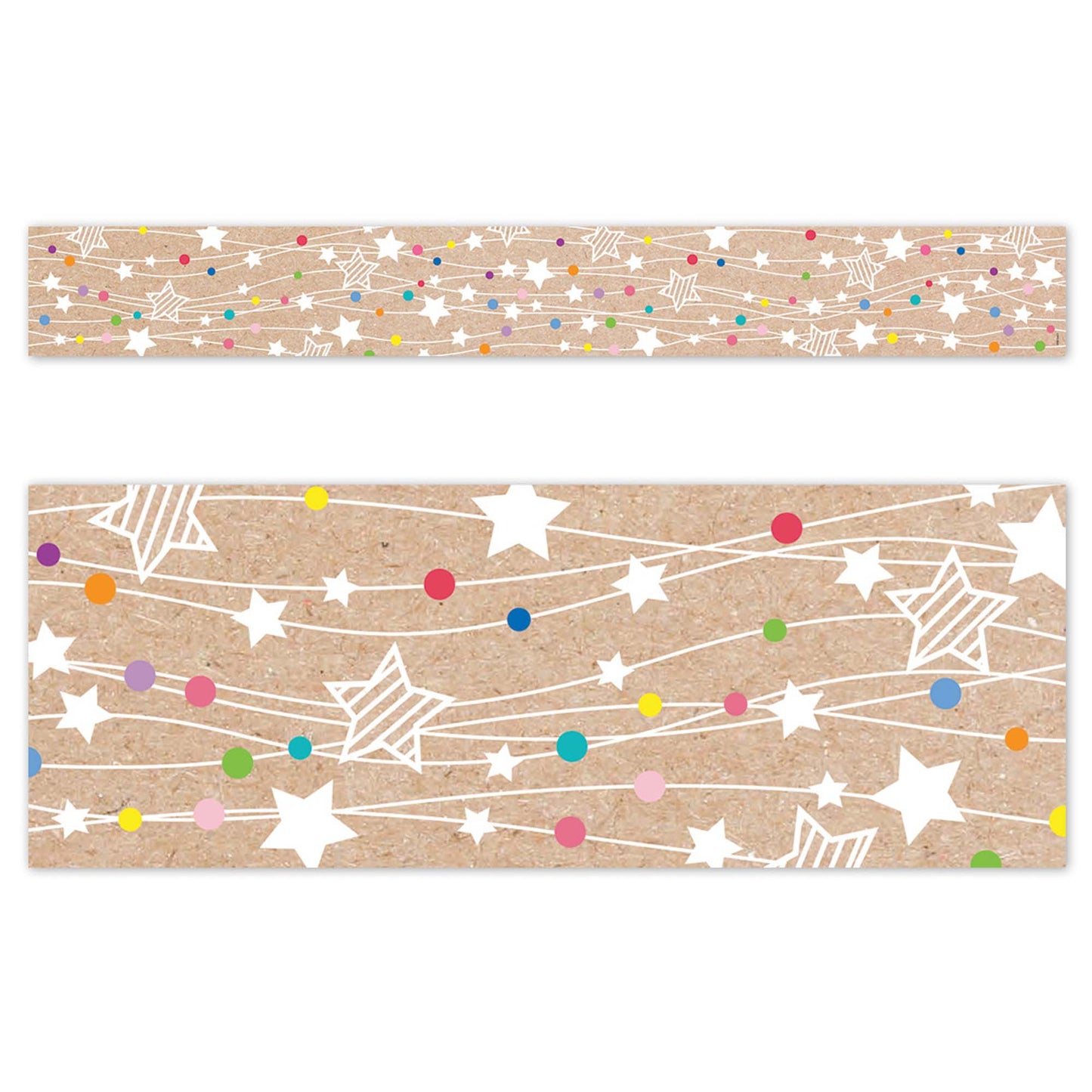 Krafty Pop Colorful Kraft Stars on Strings EZ Border, 48 Feet Per Pack, 3 Packs