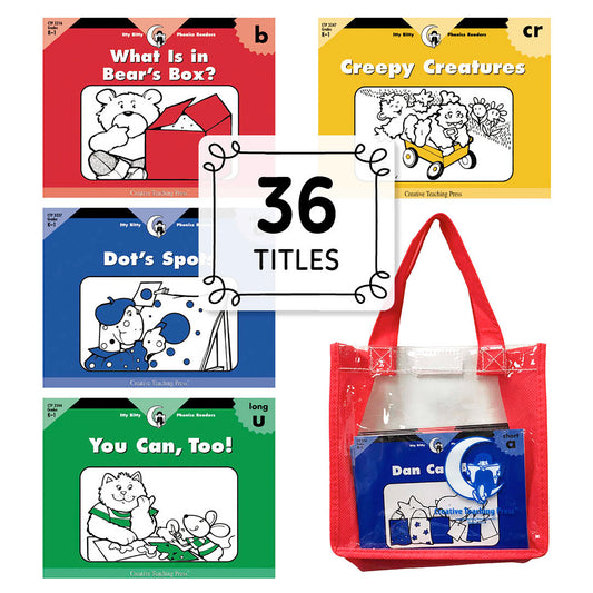 Itty Bitty Phonics Readers Set, 36 Books with Carrying Case