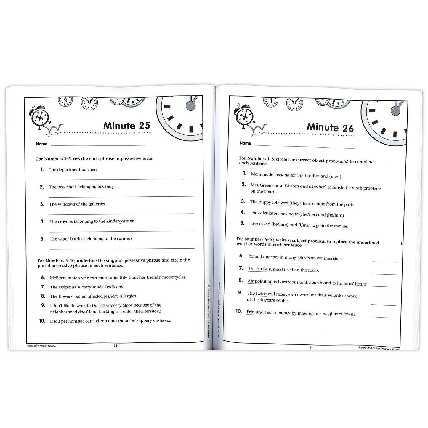 Grammar Minutes Workbook, Grade 5