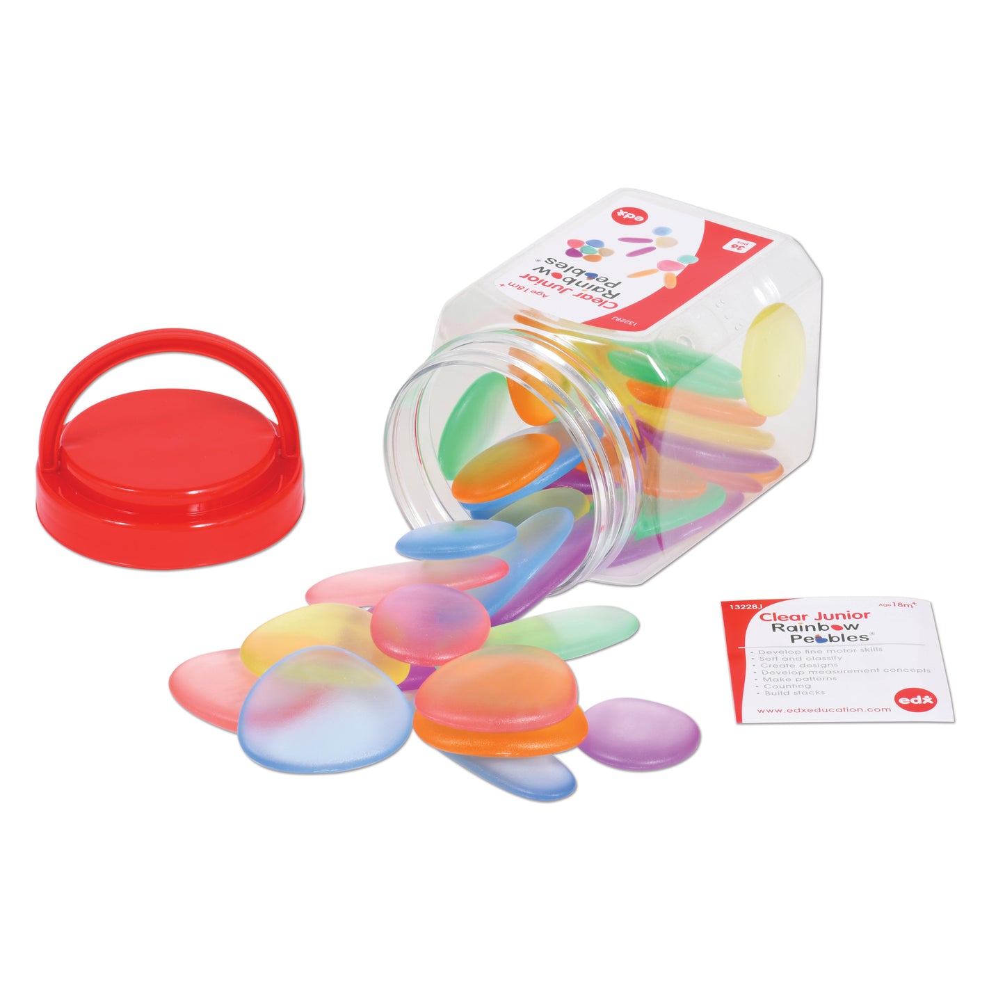 Junior Rainbow Pebbles® - Transparent - Mini Jar - Set of 36