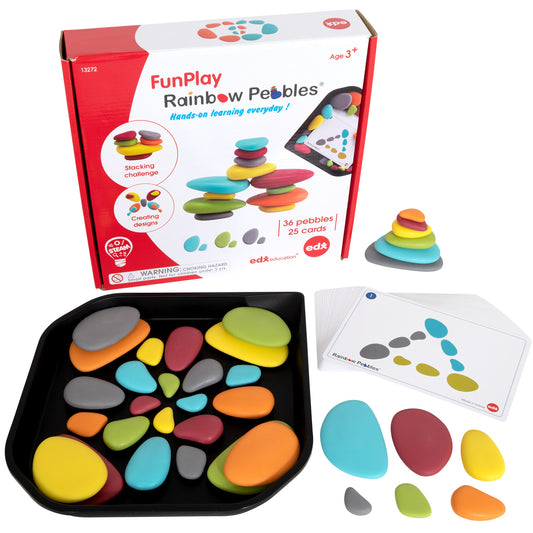 Rainbow Pebbles - FunPlay Activity Set - Set of 36 + 50 Activities + Messy Tray