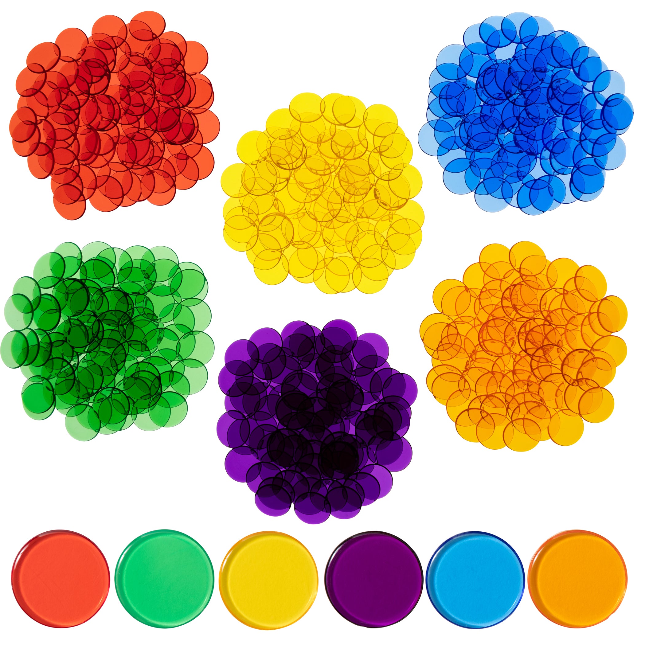 Assorted Matho Transparent Counters - Set of 500 - Counters for Kids Math - Assorted ...