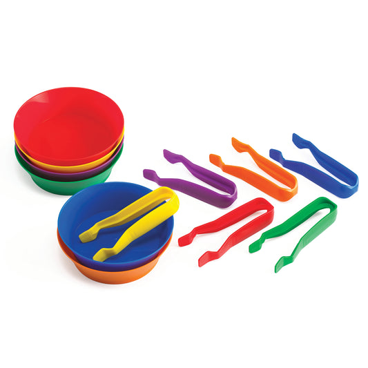 Sorting Bowls & Tweezers - Set of 12 - 18m+ - 6 Colors