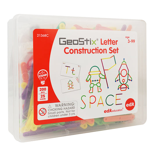 GeoStix Letter Construction Set - 200 Connecting Sticks - 50 Activities