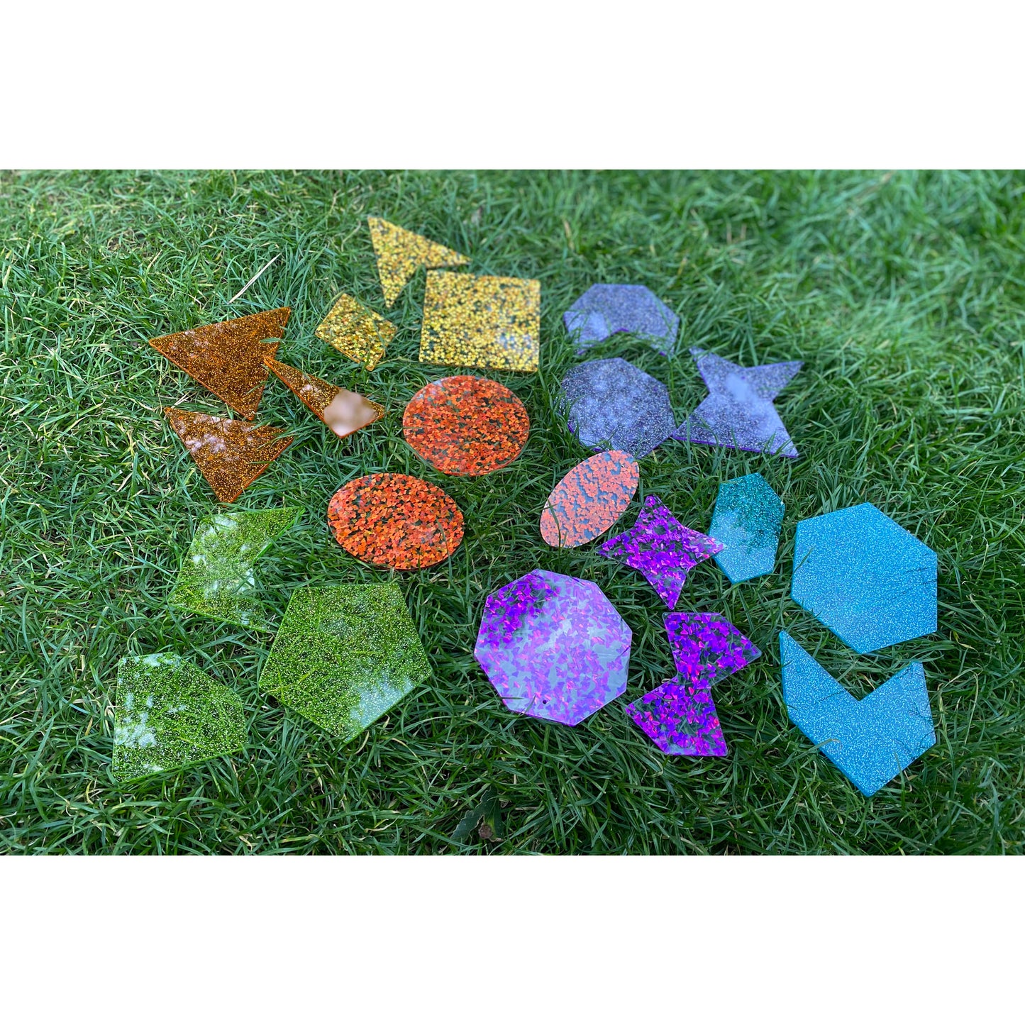 Rainbow Glitter Shapes - Set of 21 - 7 Colors - Explore Colors and Early Geometry