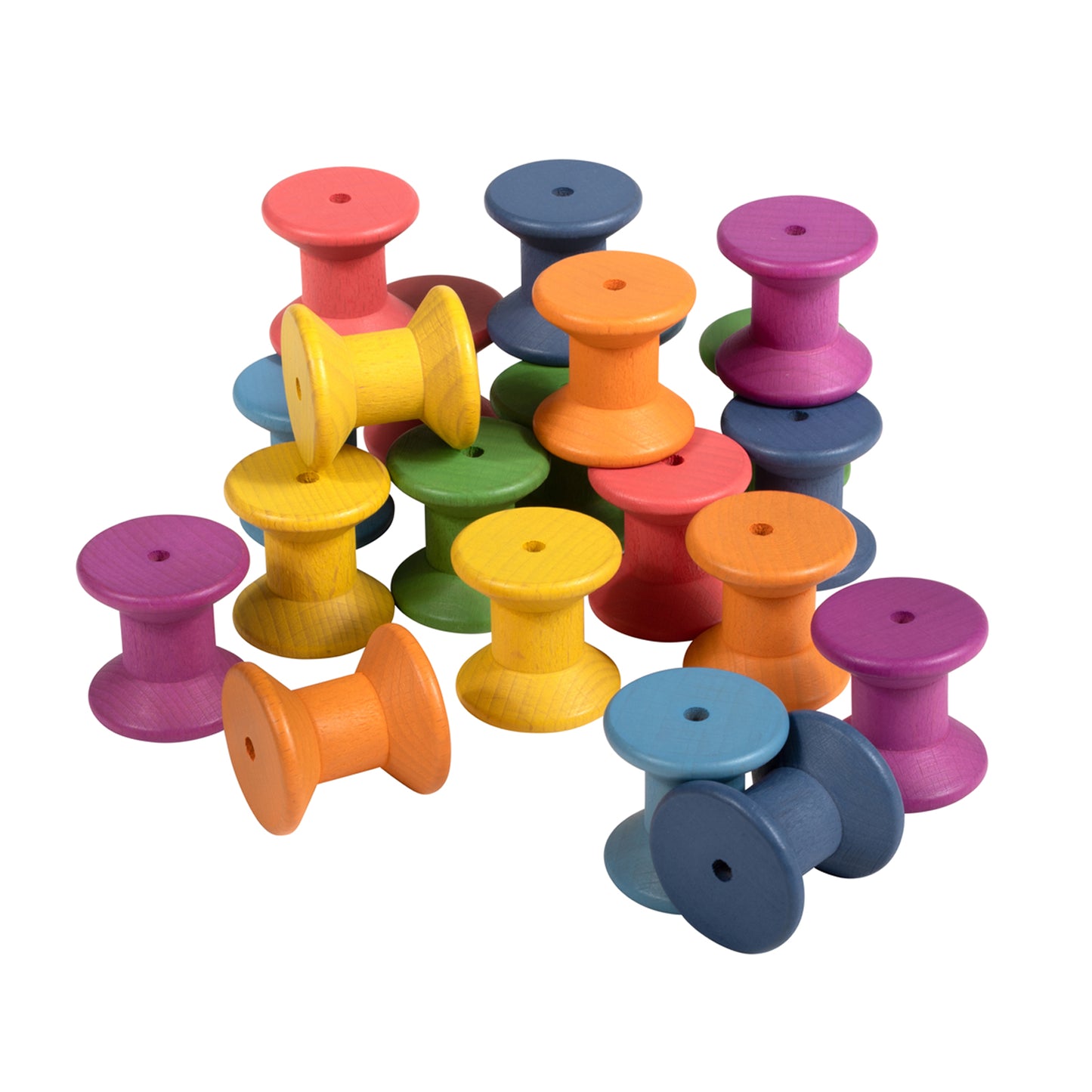 Rainbow Wooden Spools - Set of 21