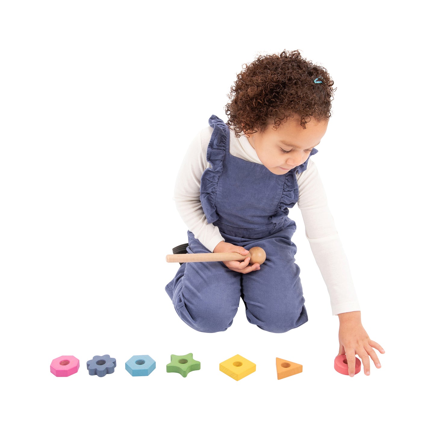 Rainbow Wooden Shape Twister - 7 Shapes and Colors