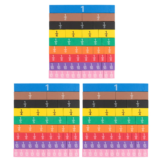 Fraction Tiles - Foam - Magnetic - 51 Per Set - 3 Sets