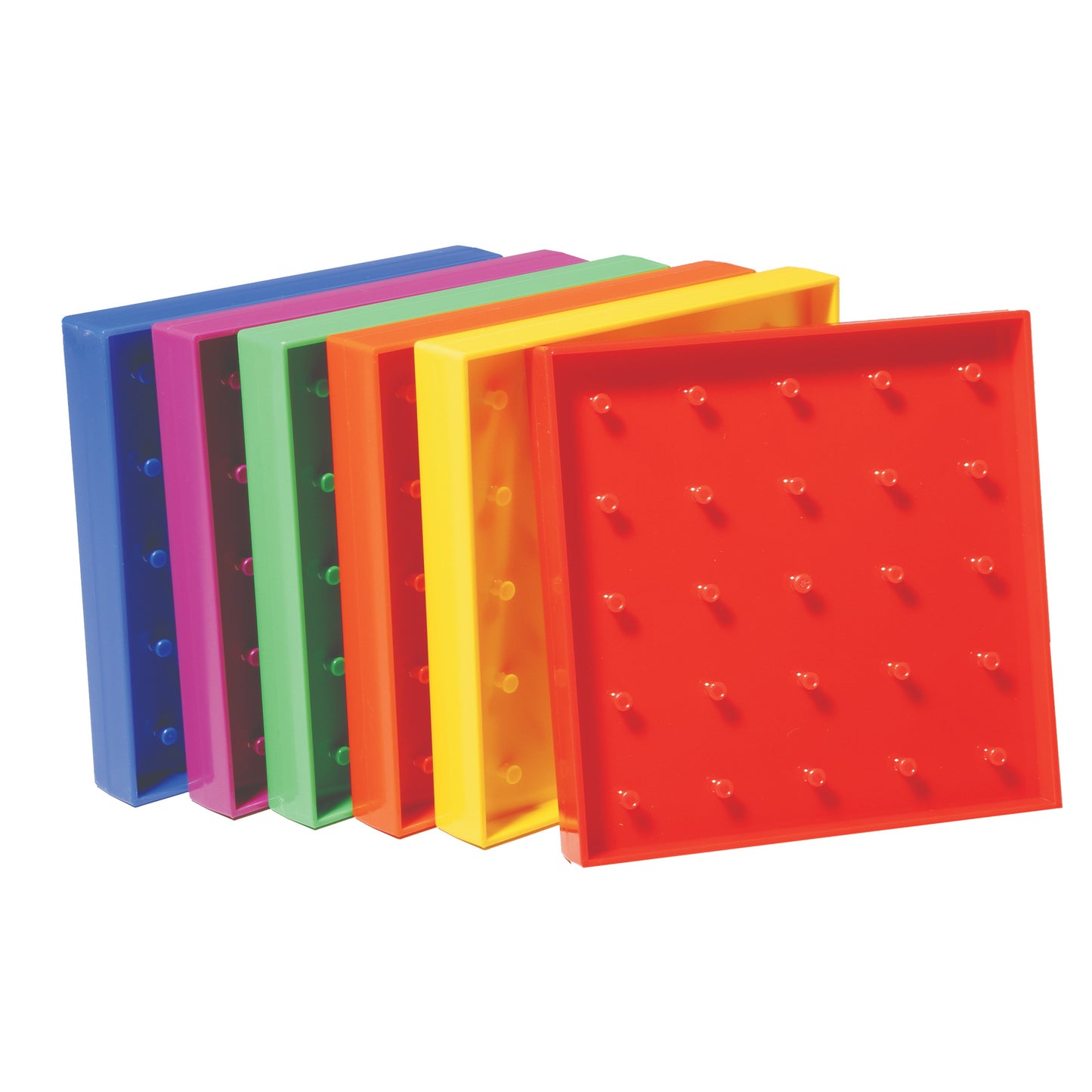 Double-Sided Geoboard Set - 5 x 5 Grid / 12 Pin Circular Array - Set of 6