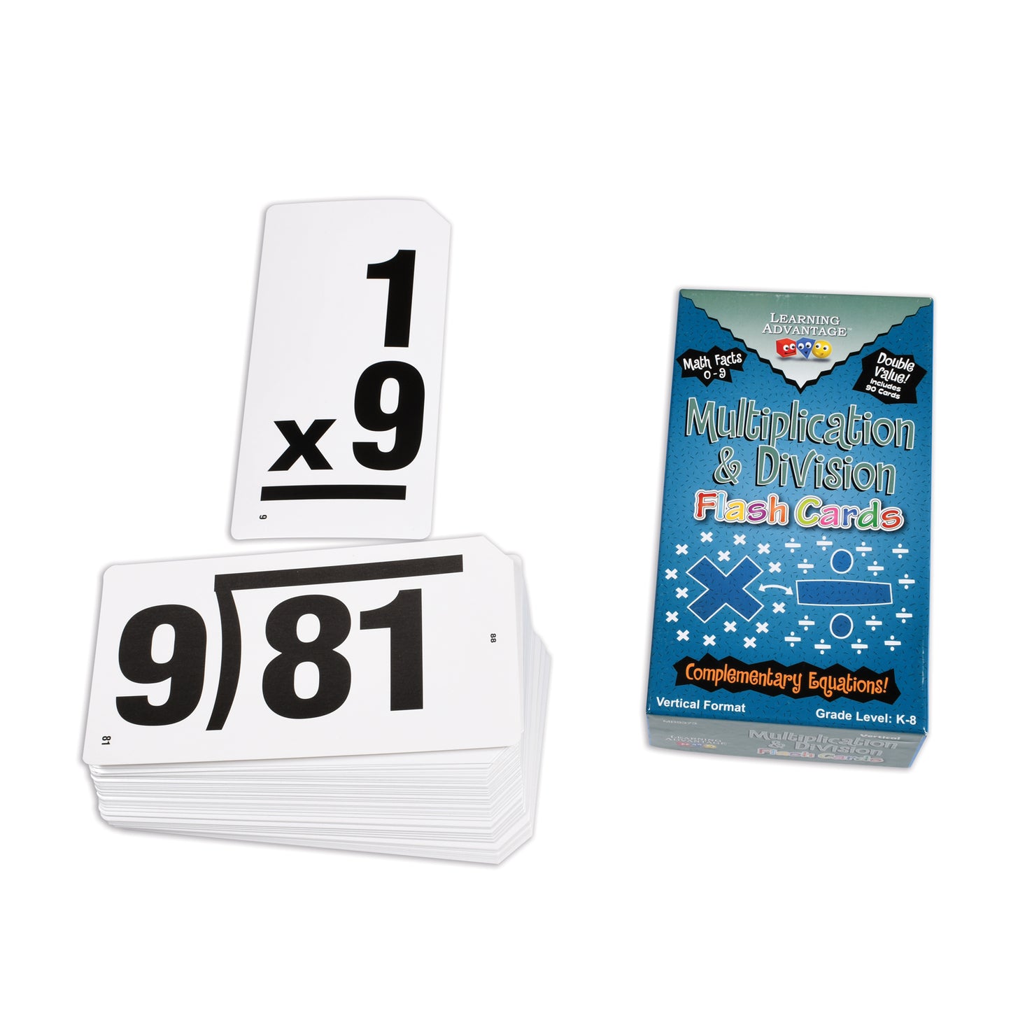 Double-Value Vertical Flash Cards - Multiplication & Division Set - 90 Per Pack, 2 Packs