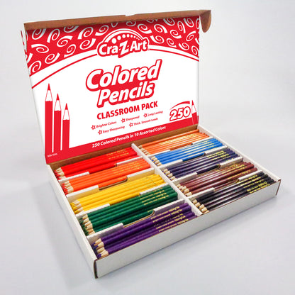 Colored Pencil Classroom Pack, 10 Colors, Box of 250