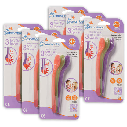 Heat Sensing Soft Tip Spoons, 3 Per Pack, 6 Packs