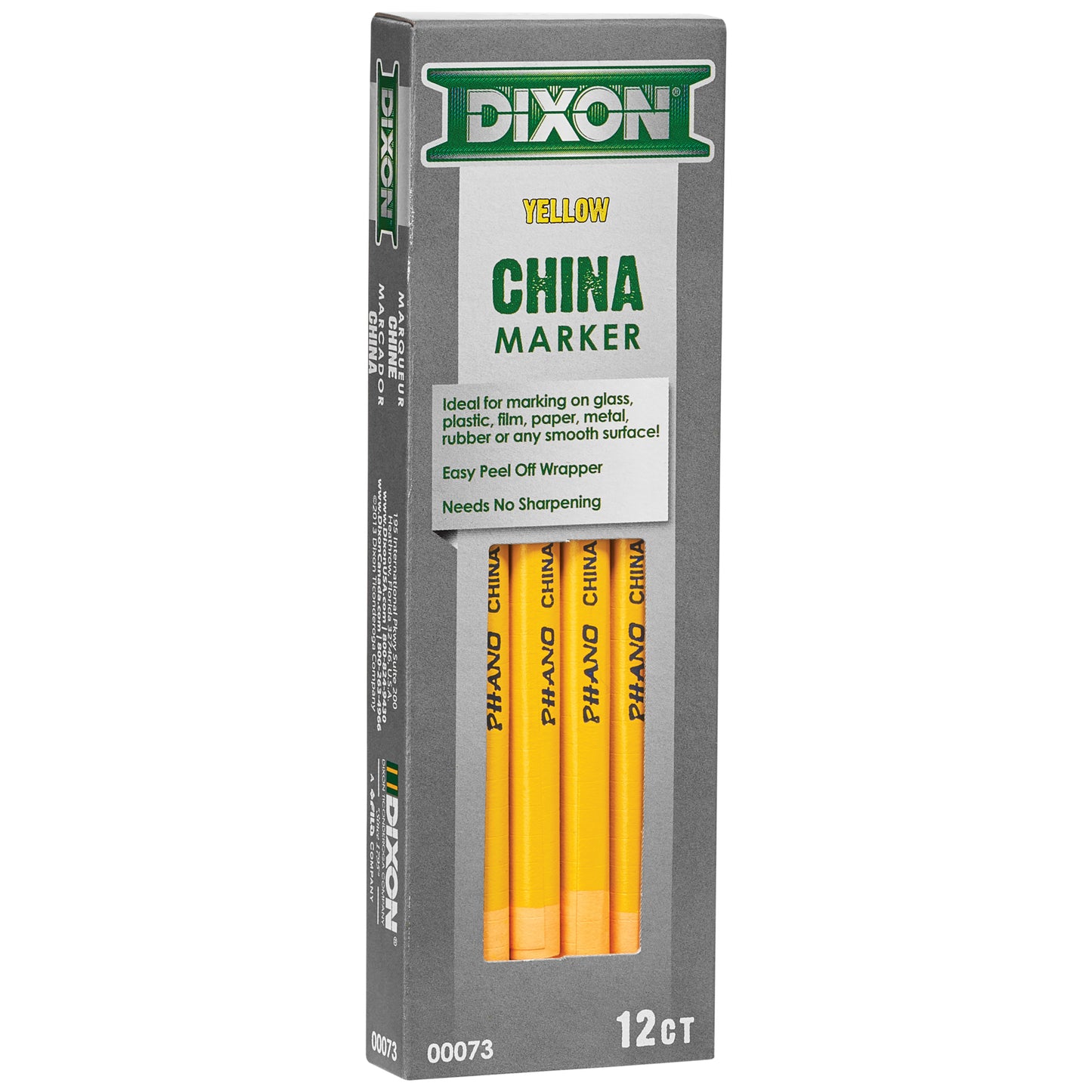 Phano China Markers, Yellow, 12 Per Pack, 2 Packs