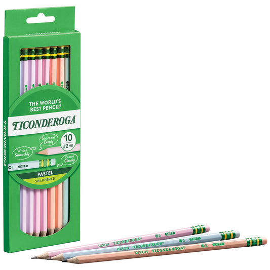 10ct No2 Pastel Pencils Ticonderoga 5 Assorted Colors