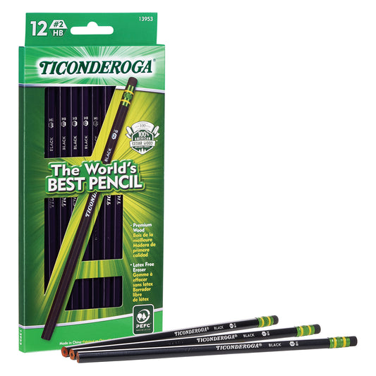 Wood-Cased Pencils, Black, 12 Count