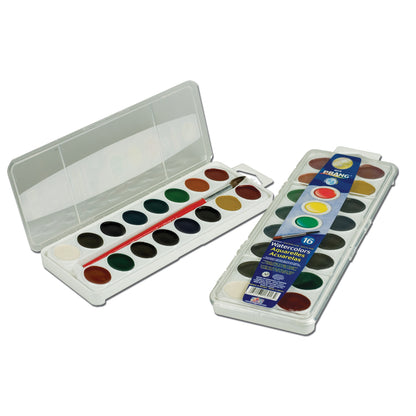 Semi-Moist Washable Watercolor Set, 16 Colors, 6 Sets