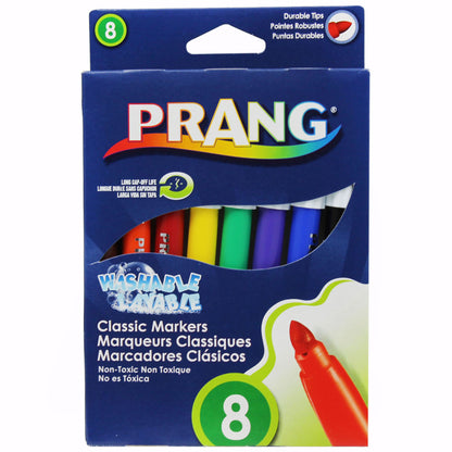 Washable Art Markers, Bullet Tip, Classic Colors, 8 Per Box, 3 Boxes