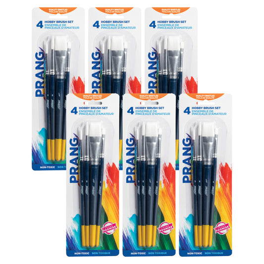 Hobby Paint Brush Set, Assorted Sizes, 4 Per Set, 6 Sets