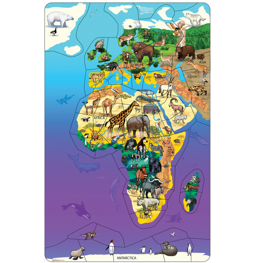 Animal Magnetism® Magnetic Wildlife Map Puzzle: Eurasia & Africa