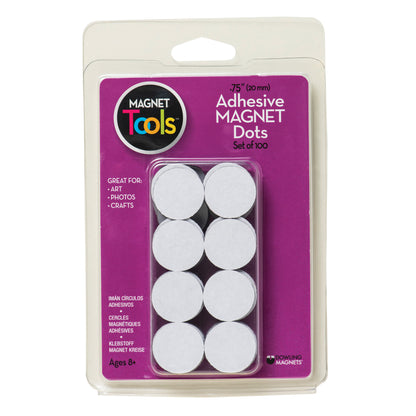 Adhesive Magnet Dots, 3/4", 100 Per Pack, 6 Packs