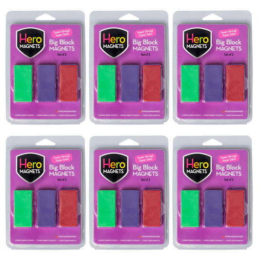 Hero Magnets: Big Block Magnets, 3 Per Pack, 6 Packs