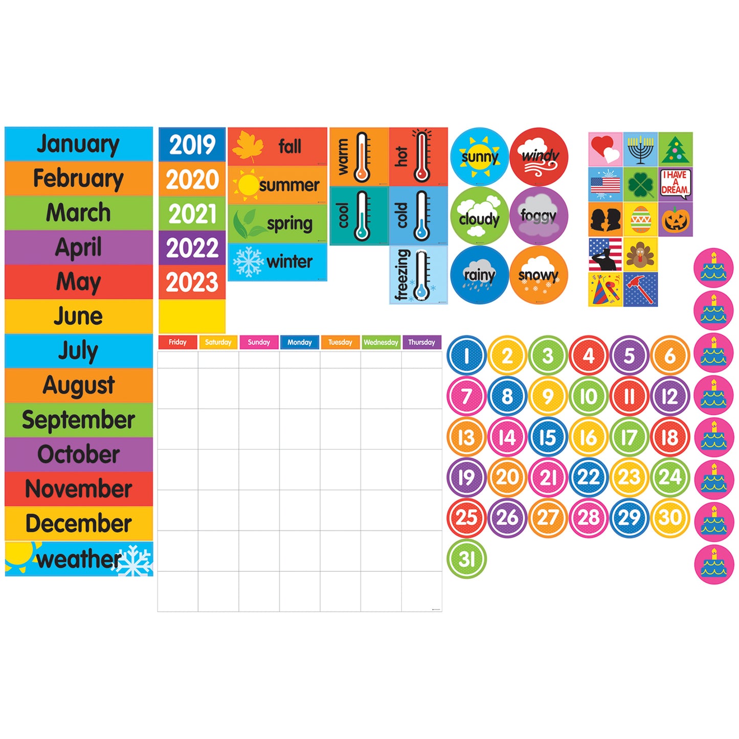 Giant Magnetic Calendar Set, 94 Pieces