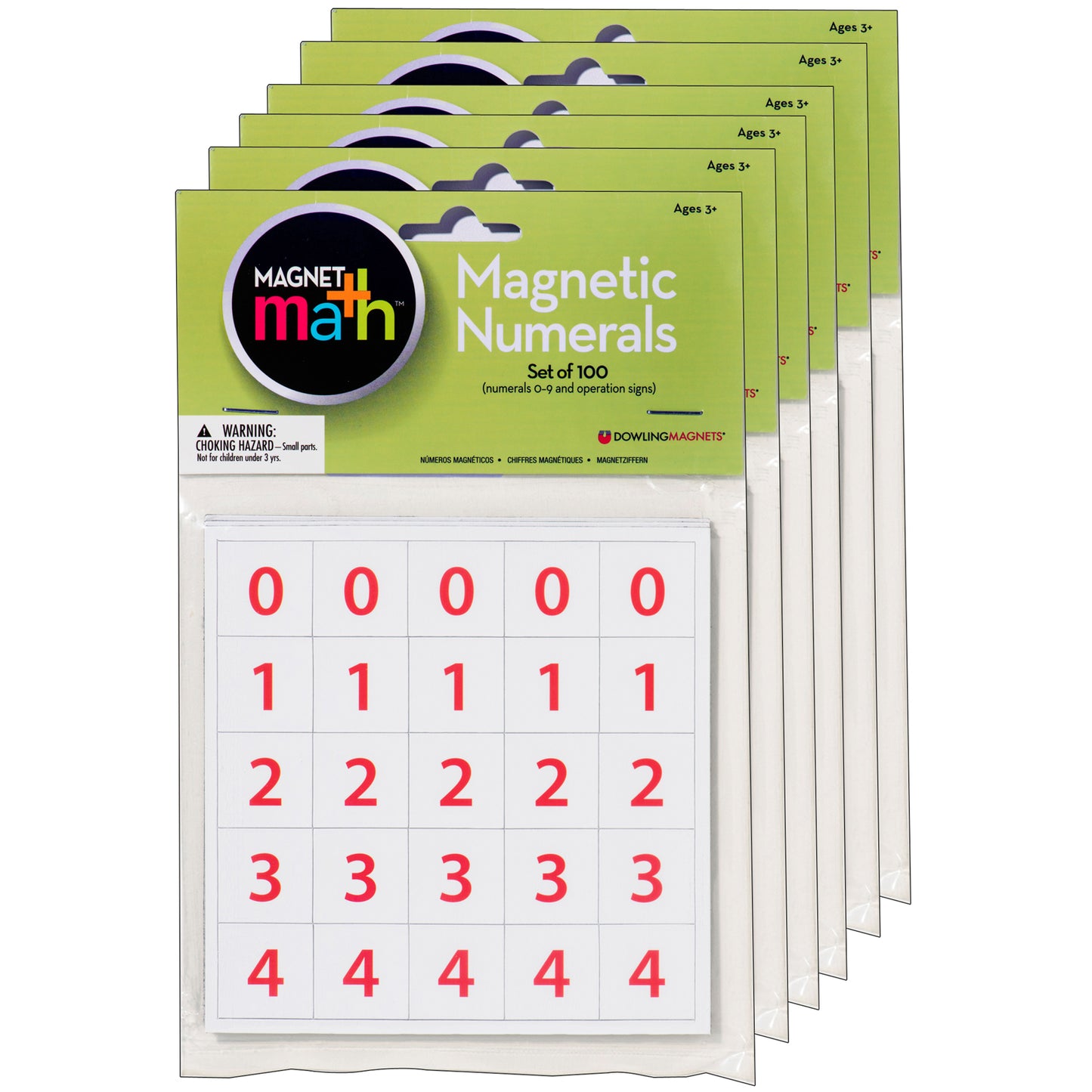 Magnet Numerals, 100 Per Set, 6 Sets