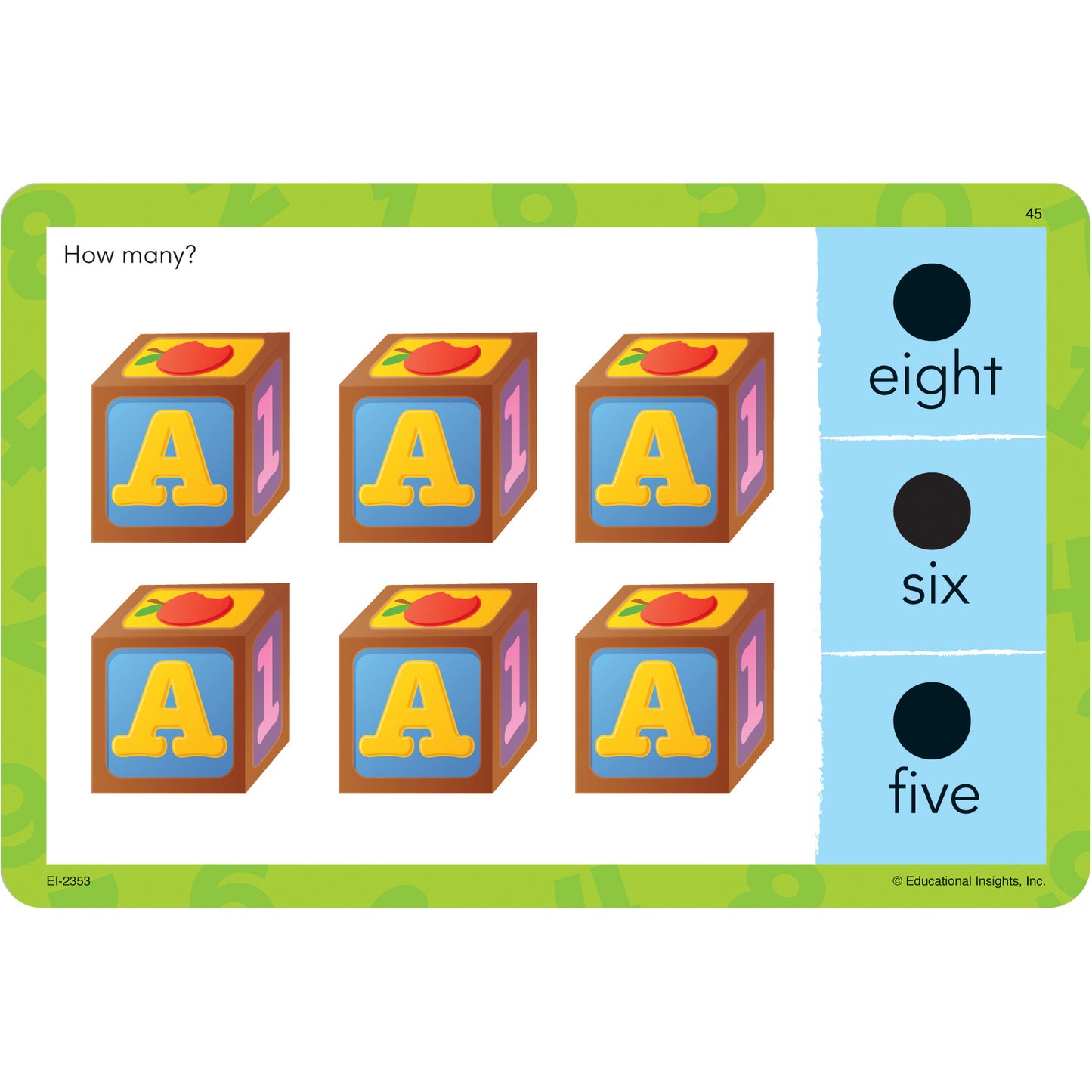 Numbers & Counting Hot Dots® Jr. Card Set, 72 Per Set