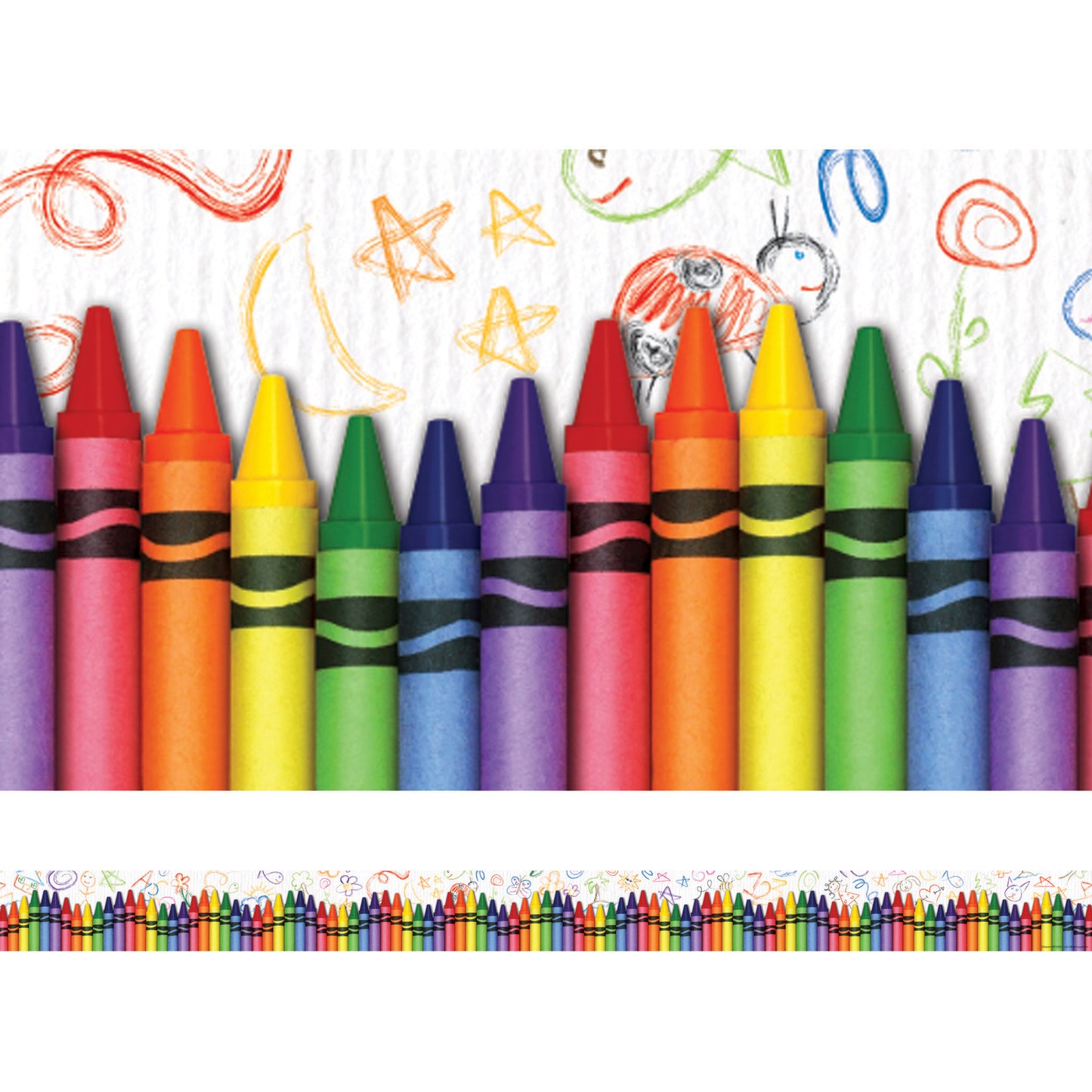 Crayons Layered Border, 35 Feet Per Pack, 6 Packs