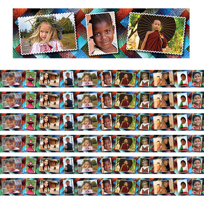 Multicultural Kids Postcards Photo Border, 35 Feet Per Pack, 6 Packs