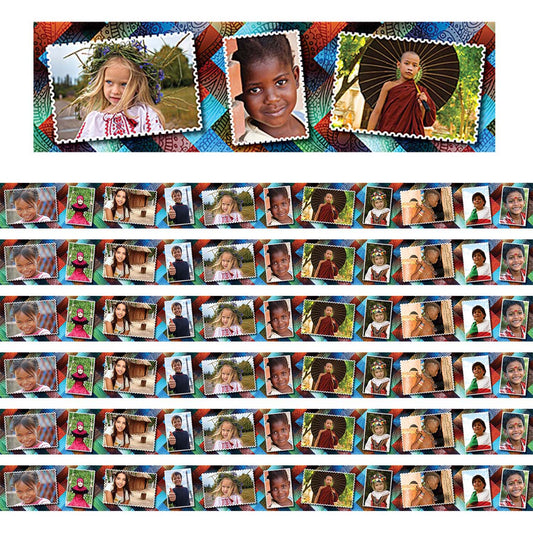 Multicultural Kids Postcards Photo Border, 35 Feet Per Pack, 6 Packs