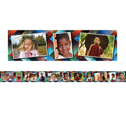 Multicultural Kids Postcards Photo Border, 35 Feet Per Pack, 6 Packs